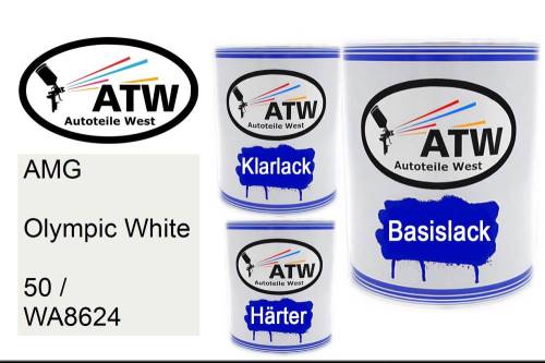 AMG, Olympic White, 50 / WA8624: 1L Lackdose + 1L Klarlack + 500ml Härter - Set, von ATW Autoteile West.